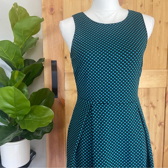 41 Hawthorn Black and Teal Spotted A-Line Scoop Neck Sleeveless Dress - Picture 3 of 14